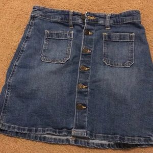 Button down denim skirt